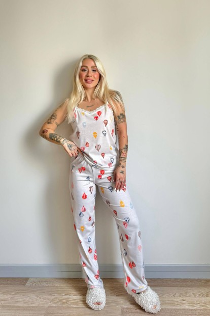 Aeronaut Dantelli Ip Askılı Örme Kadın Pijama Takımı - 6