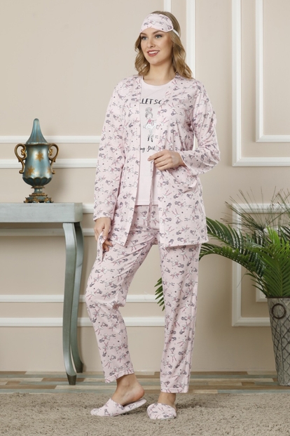 Ballet School Desenli Sabahlıklı Pijama Takımı - 1
