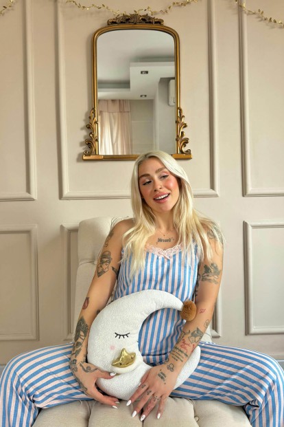 Brindle Dantelli Ip Askılı Örme Kadın Pijama Takımı - 3