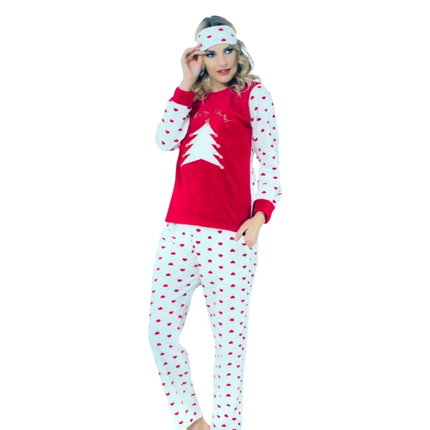 Çam ağacı desenli Peluş Pijama Takımı - 1
