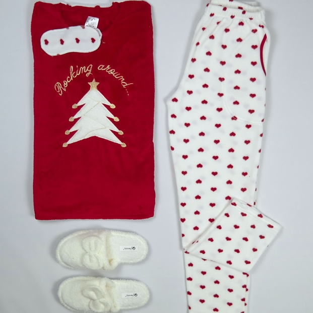 Çam ağacı desenli Peluş Pijama Takımı - 2