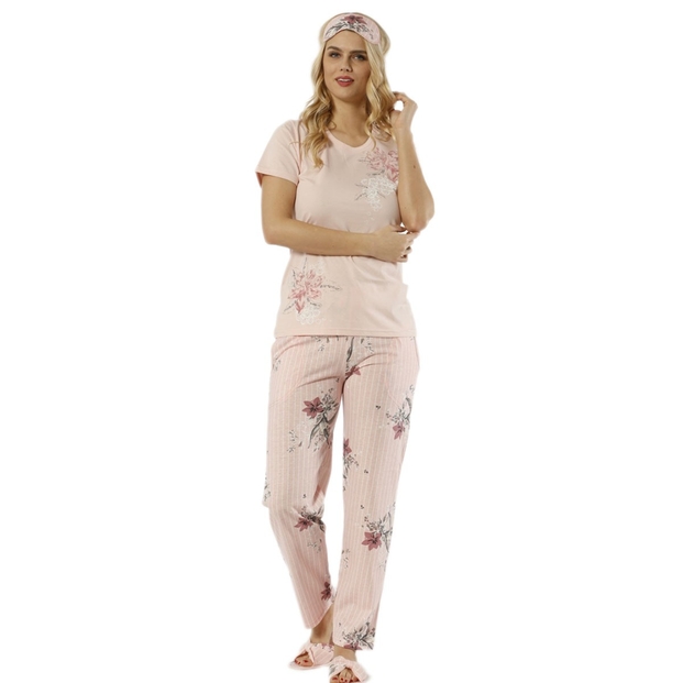 Çiçek Desenli Sabahlıklı Pijama Takımı - 1