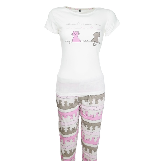 Dagi Kedi Desenli Bayan Pijama Takımı - 1