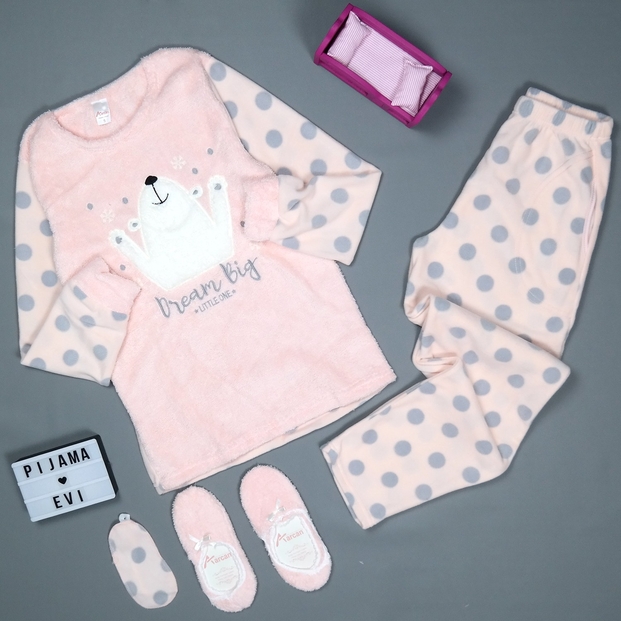 Dream Big Bear Desenli Kadın Peluş Pijama Takımı - 2