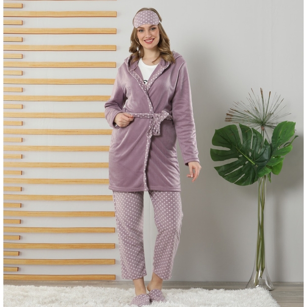 Dream Big Bear Desenli Sabahlıklı Peluş Pijama Takımı - 2