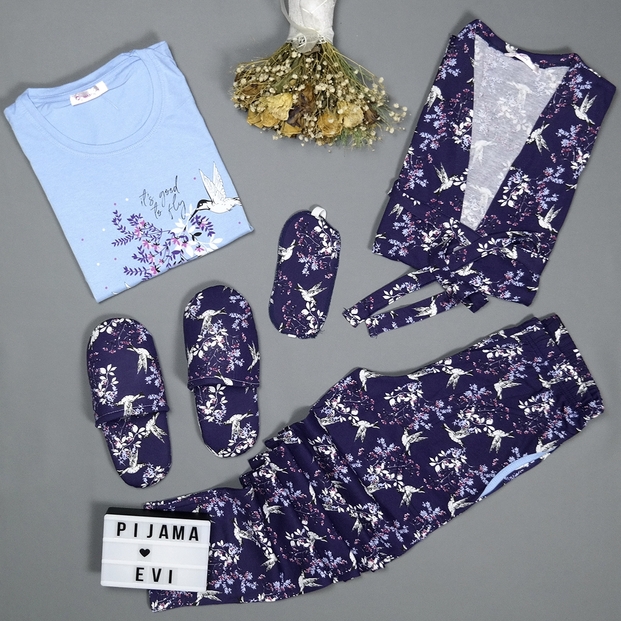 Dream Catcher Desenli Sabahlıklı Pijama Takımı - 3