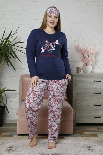 Dream Catcher Desenli Uzun Kollu Büyük Beden Battal Pijama Takımı - 2