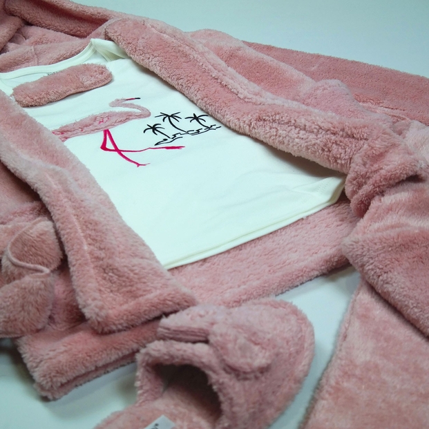 Flamingo Sabahlıklı Peluş Pijama Takımı - 3