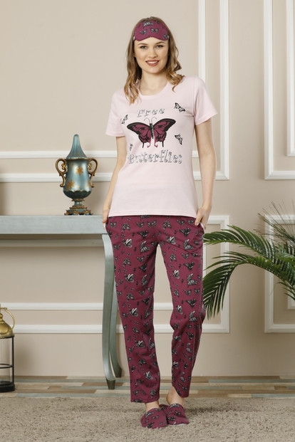 Free Butterflies Desenli Sabahlıklı Pijama Takımı - 2
