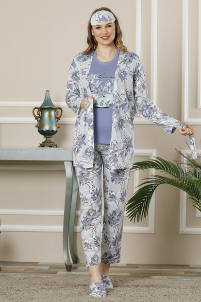 Garden Flower Comfort Desenli Sabahlıklı Pijama Takımı - 1