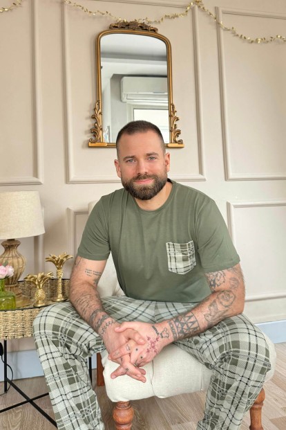 Haki Cep Detay Ekose Kısa Kollu Erkek Pijama Takımı - 4