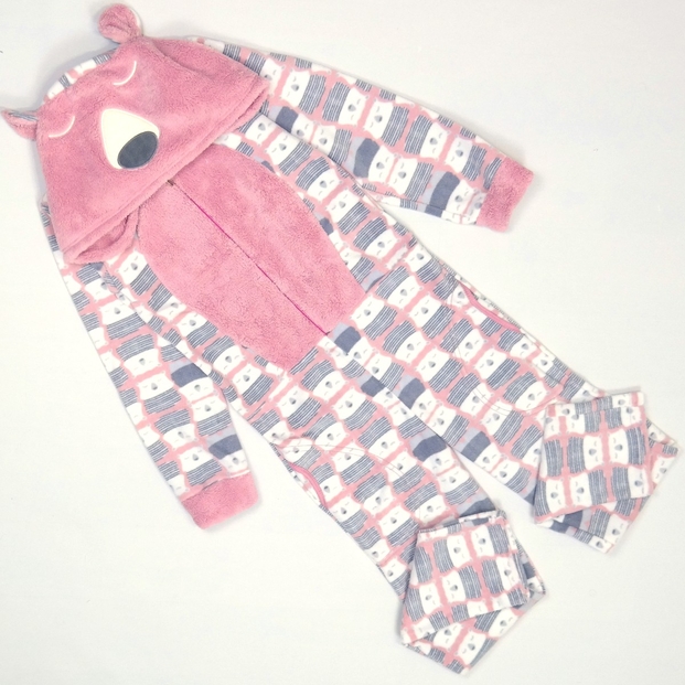Kapşonlu Bayan Polar Tulum Pijama - 2