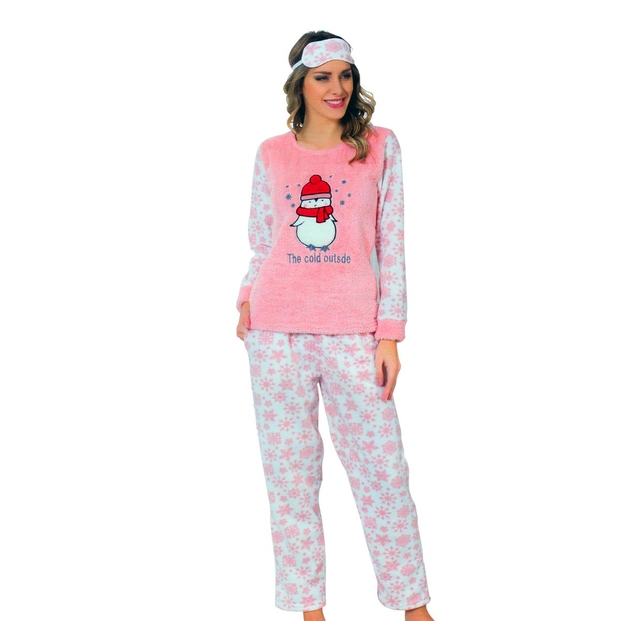 Kardan Adam Desenli Peluş Pijama Takımı - 1