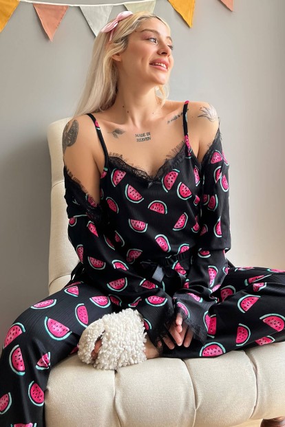 Karpuz Desenli Sabahlıklı Pegasus Pijama Takımı - Pijamaevi