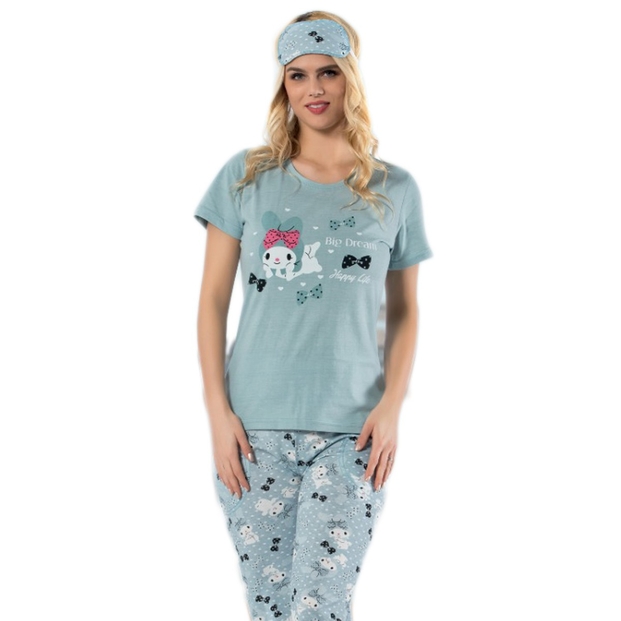 Kedi Desenli Sabahlıklı Pijama Takımı - 3