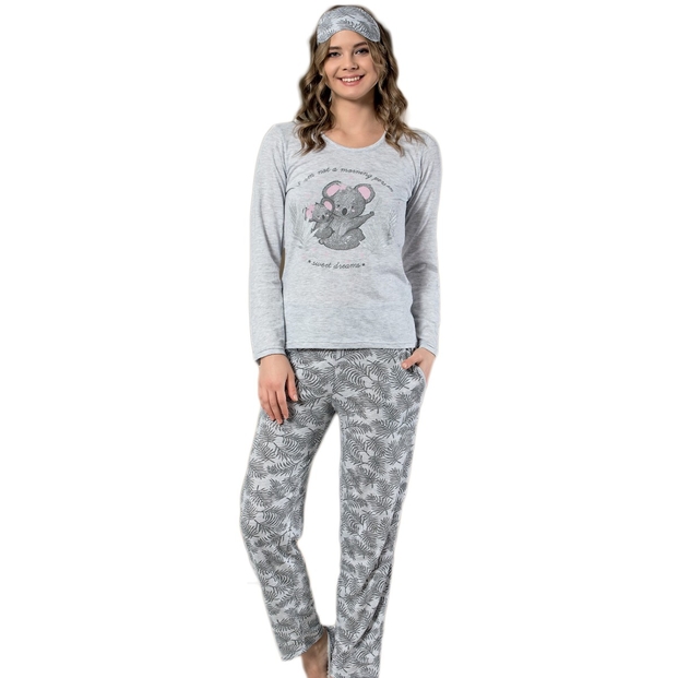 Koala Desenli Uzun Kollu Bayan Pijama Takımı - 1