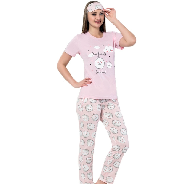 Kuzu Desenli Sabahlıklı Pijama Takımı - 2