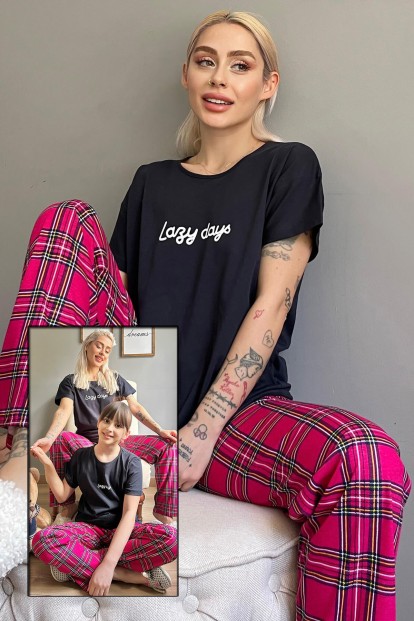 Lazy Days Kısa Kol Anne Kız Aile Pijaması - Kadın Takımı - Pijamaevi