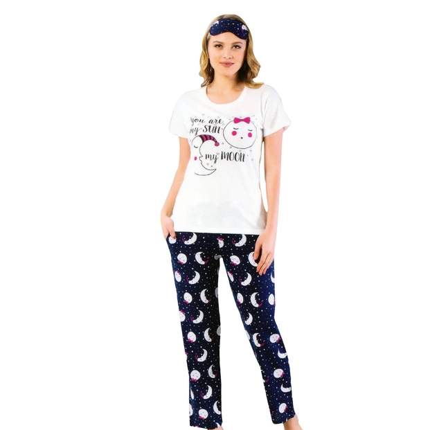 My Moon Desenli Sabahlıklı Pijama Takımı - 2