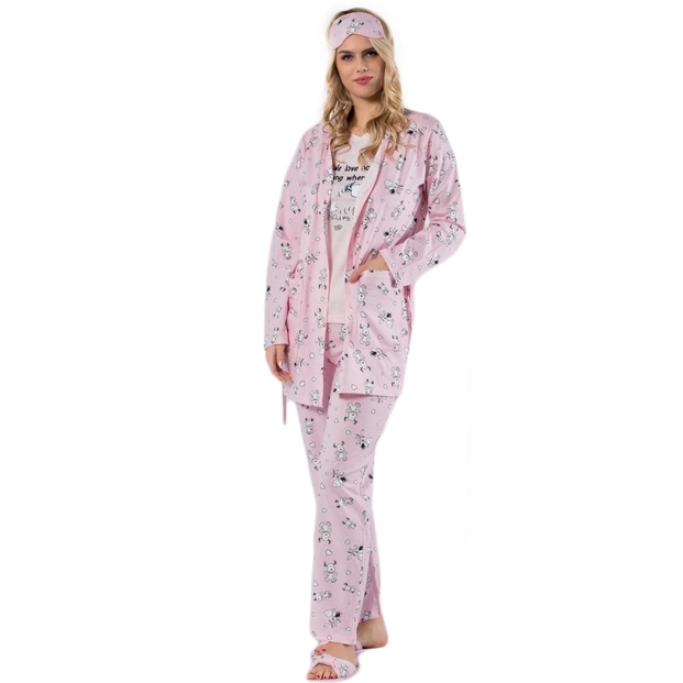 Pembe Snoopy Desenli Sabahlıklı Pijama Takımı - 1