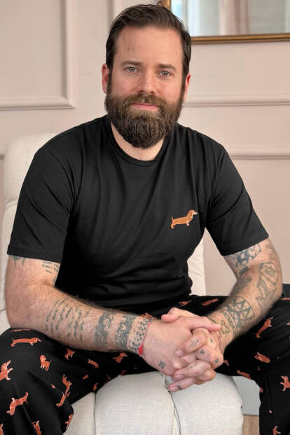 Siyah Dasch Baskılı Kısa Kol Erkek Pijama Takımı 