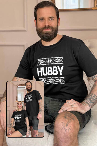 Siyah Hubby Şortlu Sevgili Aile Pijaması - Erkek Takımı - Pijamaevi