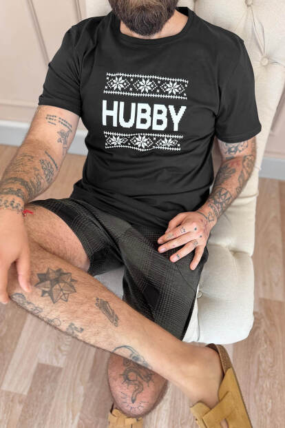 Siyah Hubby Şortlu Sevgili Aile Pijaması - Erkek Takımı - 4