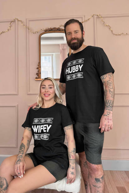 Siyah Hubby Şortlu Sevgili Aile Pijaması - Erkek Takımı - 6