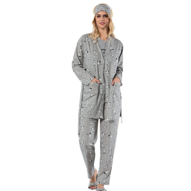 Snoopy Desenli Sabahlıklı Pijama Takımı - 1