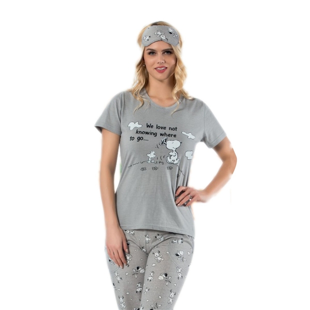 Snoopy Desenli Sabahlıklı Pijama Takımı - 2