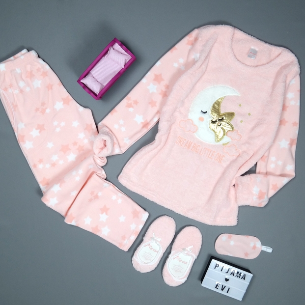 Somon Moon Star Desenli Kadın Peluş Pijama Takımı - 2
