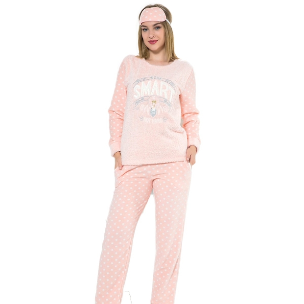 Somon Smart Desenli Kadın Peluş Pijama Takımı - 1