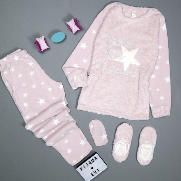 Star Dreams Desenli Kadın Peluş Pijama Takımı - 2