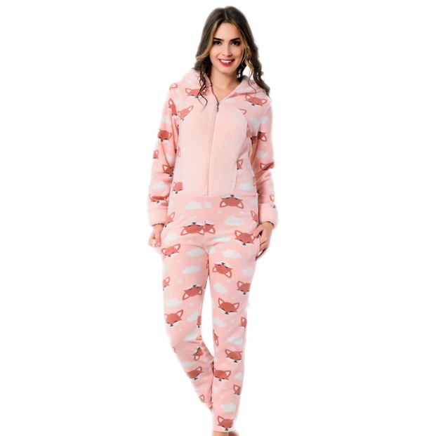 Tilki Desenli Bayan Tulum Pijama - 1