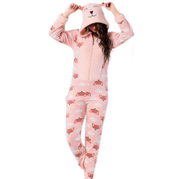 Tilki Desenli Bayan Tulum Pijama - 2