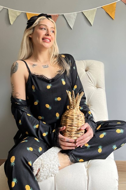 Ananas Desenli Sabahlıklı Pegasus Pijama Takımı - Pijamaevi