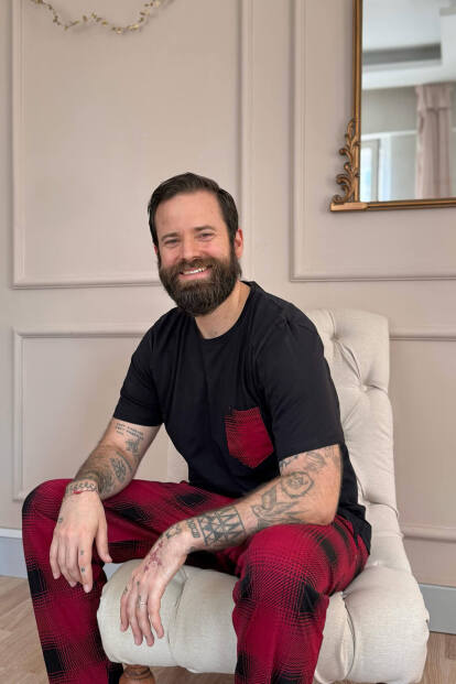 Bordo Siyah Ekose Cep Detay Kısa Kollu Erkek Pijama Takımı - Pijamaevi (1)