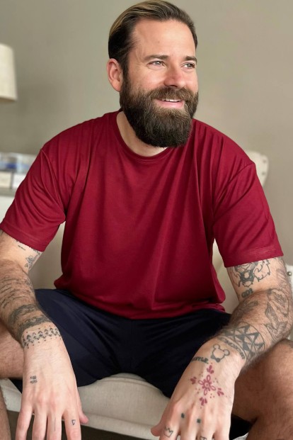Bordo Üst Lacivert Alt Erkek Şortlu Pijama Takımı - Pijamaevi