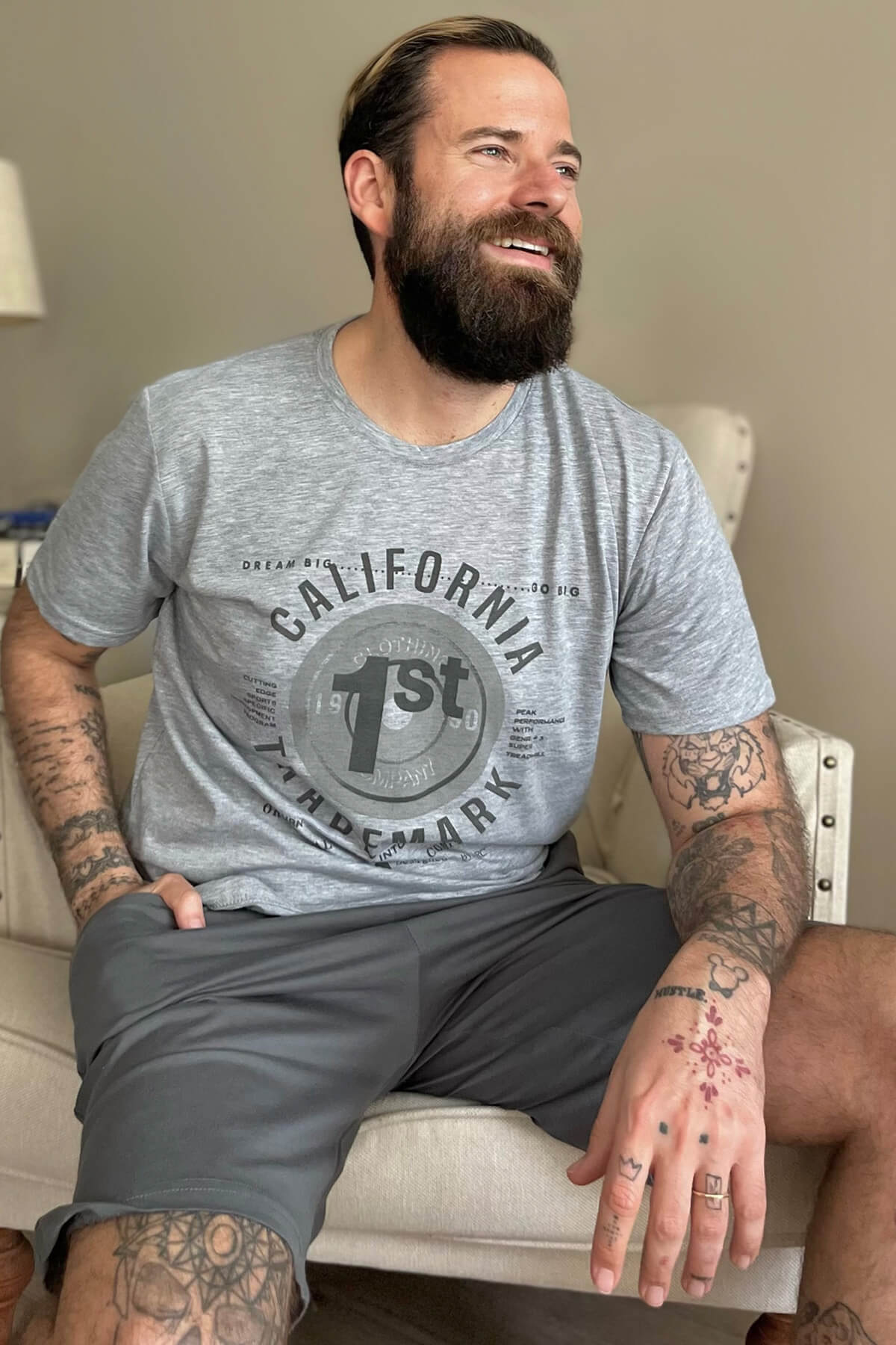 California Baskılı Şortlu Kısa Kollu Erkek Pijama Takımı