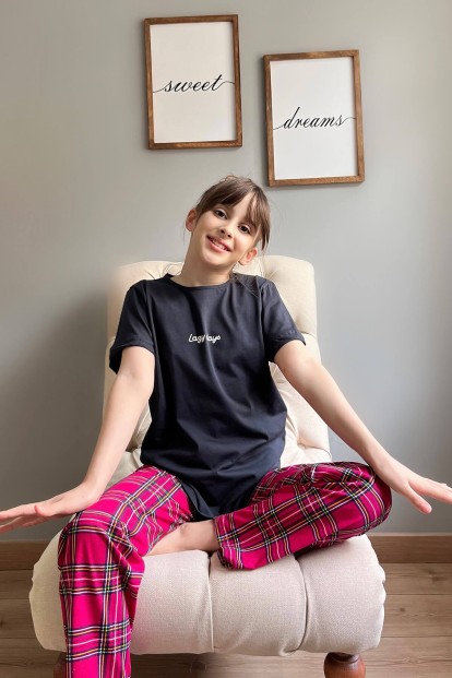 Lazy Days Kısa Kol Anne Kız Aile Pijaması - Çocuk Takımı - Pijamaevi (1)