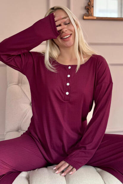 Mürdüm Dublin Uzun Kollu Patlı Kadın Pijama Takımı - Pijamaevi