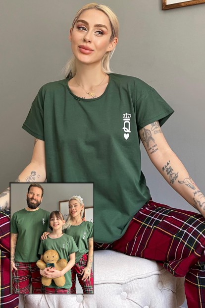 Queen Kısa Kol Sevgili Aile Pijaması - Kadın Takımı - Pijamaevi