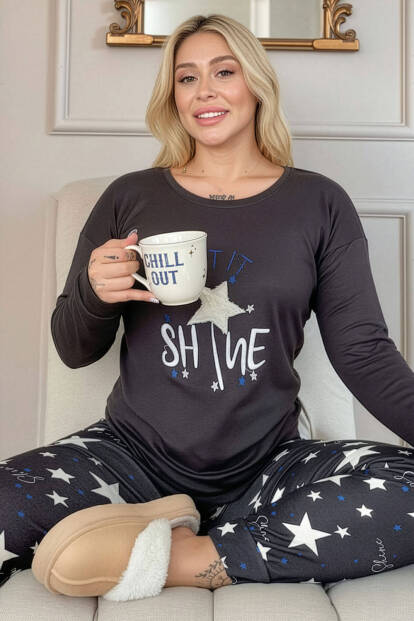 Shine Desenli Termal Kadın Pijama Takımı - Pijamaevi