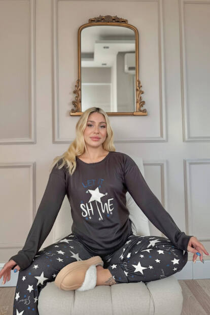 Shine Desenli Termal Kadın Pijama Takımı - Pijamaevi (1)