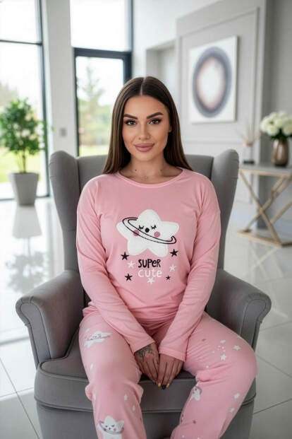 Somon Cute Desenli Termal Kadın Pijama Takımı - Pijamaevi (1)