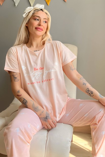 Somon Energy Baskılı Kısa Kollu Kadın Pijama Takımı - Pijamaevi