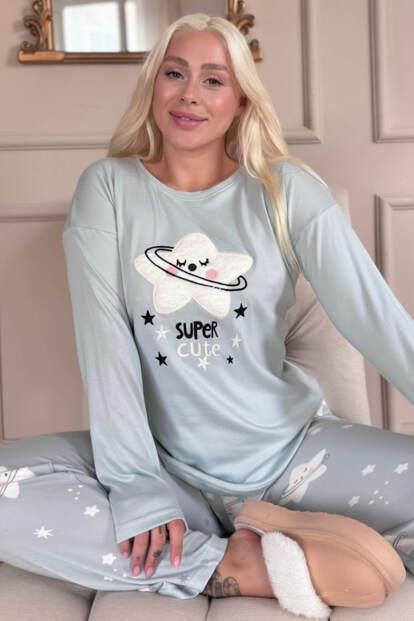 Super Cute Desenli Termal Kadın Pijama Takımı - Pijamaevi