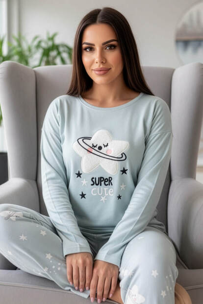 Super Cute Desenli Termal Kadın Pijama Takımı - Pijamaevi