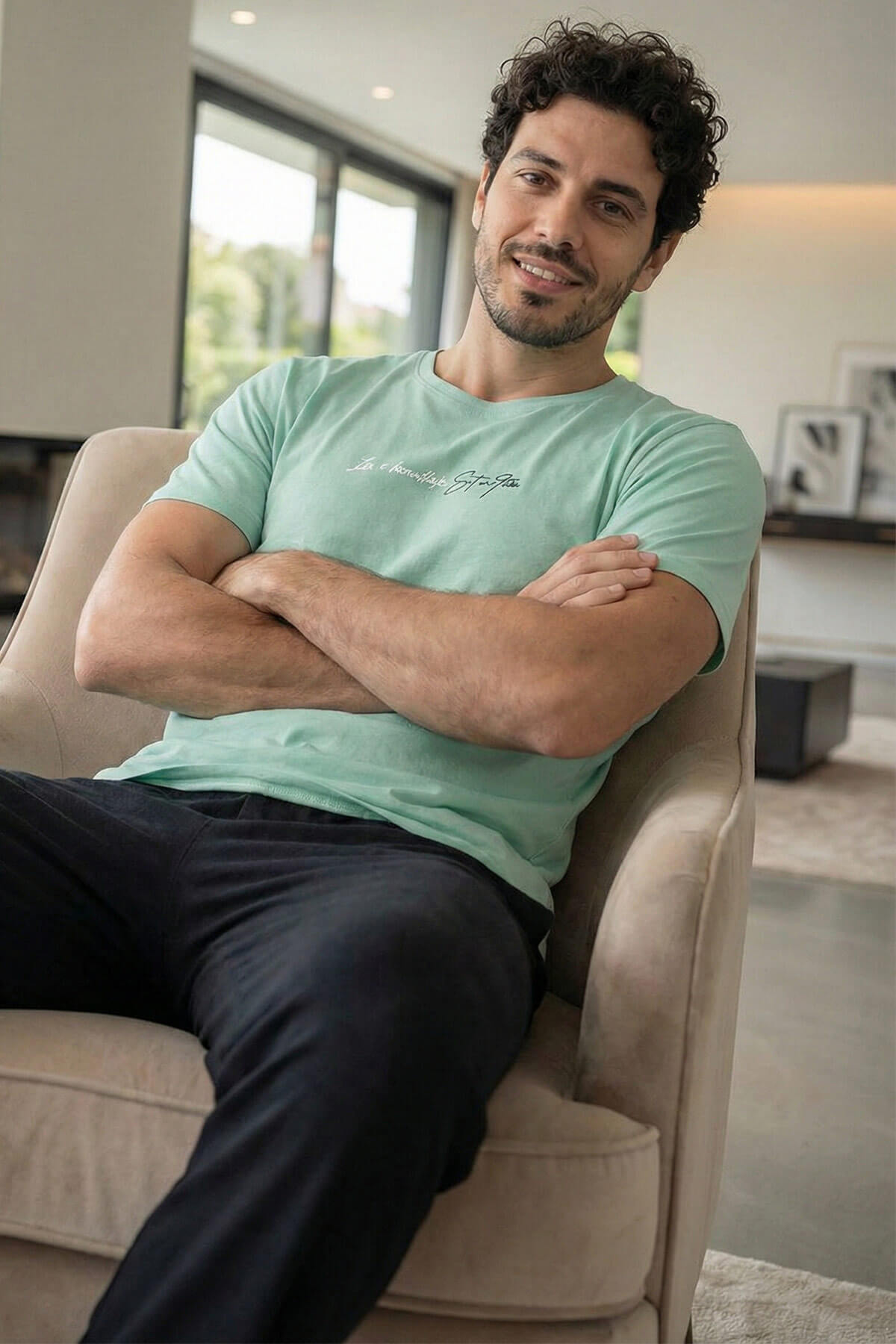 Urban Mint Baskılı Kısa Kollu Cotton Erkek Pijama Takımı