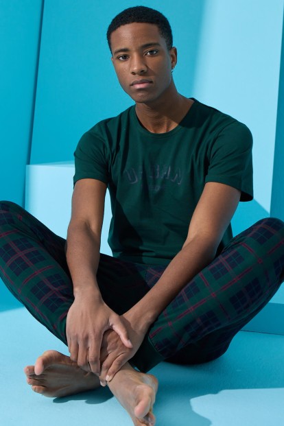 Yeşil Urban Baskılı Kısa Kollu Erkek Pijama Takımı - Pijamaevi